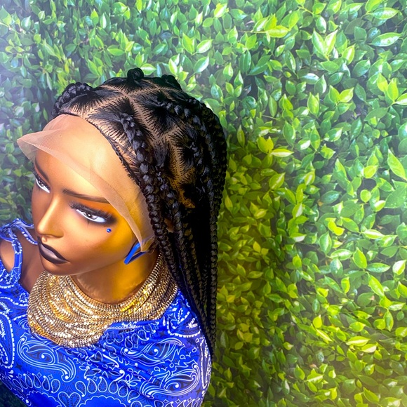 Full lace braided wig with bead bottom